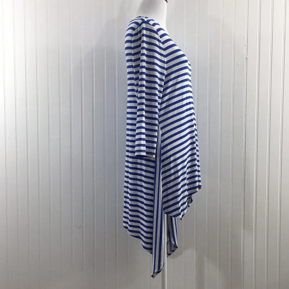 Chicos Travelers Classic Blue White Stripe Top Womens 0 Small 4 3/4 Sleeve Tunic - Picture 3 of 12